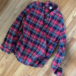 J Crew Vintage Oxford Long Sleeve Button Down Men’s Cotton Plaid Red Blue Shirt